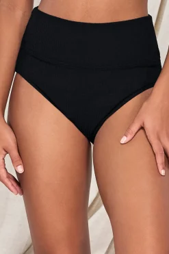 Plus Size|High-Waist<Sunsets Pacifica Black Hannah High Waist Bottom