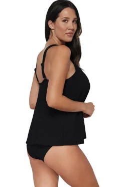 Wire-Free|Tankinis<Sunsets Pacifica Black Sadie Tankini Top