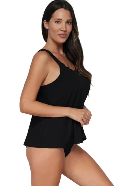 Wire-Free|Tankinis<Sunsets Pacifica Black Sadie Tankini Top