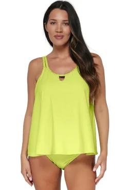 Plus Size|Wire-Free<Sunsets Pacifica Bright Pear Sadie Tankini Top