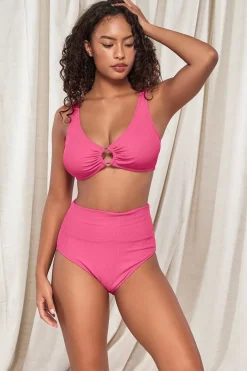 Plus Size|High-Waist<Sunsets Pacifica Dragon Fruit Hannah High Waist Bottom