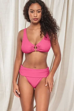 Plus Size|High-Waist<Sunsets Pacifica Dragon Fruit Hannah High Waist Bottom