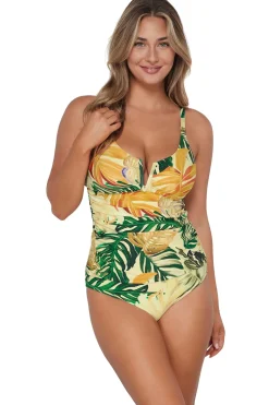 Plus Size|Underwire<Sunsets Amber Oasis Zuri V-Wire Tankini Top