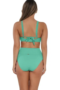 Plus Size|High-Waist<Sunsets Aqua Mist Sandbar Rib Hannah High Waist Bottom