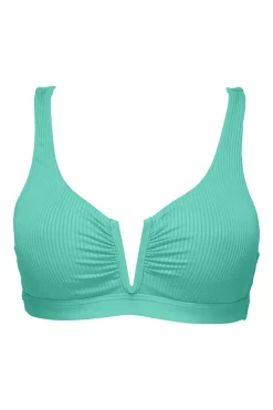 Plus Size|Underwire<Sunsets Aqua Mist Sandbar Rib Vienna V-Wire Top