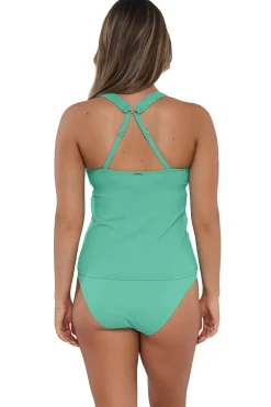 Plus Size|Underwire<Sunsets Aqua Mist Sandbar Rib Elsie Tankini Top