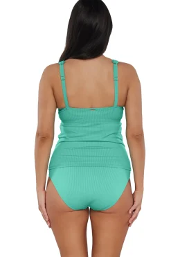Plus Size|Underwire<Sunsets Aqua Mist Sandbar Rib Elsie Tankini Top
