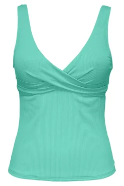 Plus Size|Underwire<Sunsets Aqua Mist Sandbar Rib Elsie Tankini Top