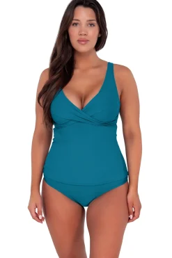 Plus Size|Underwire<Sunsets Avalon Teal Elsie Tankini Top