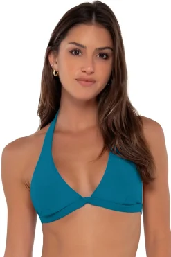 Wire-Free|Bikini Tops<Sunsets Avalon Teal Faith Halter Top