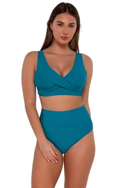 Plus Size|High-Waist<Sunsets Avalon Teal Hannah High Waist Bottom