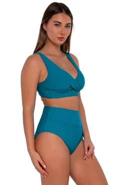 Plus Size|High-Waist<Sunsets Avalon Teal Hannah High Waist Bottom