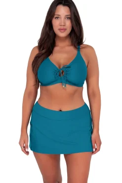 Plus Size|Underwire<Sunsets Avalon Teal Kauai Keyhole Top