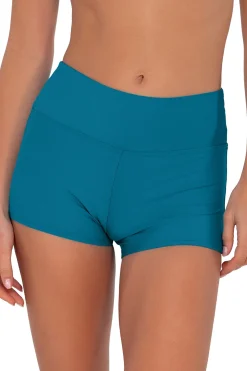 Plus Size|High-Waist<Sunsets Avalon Teal Kinsley Swim Short