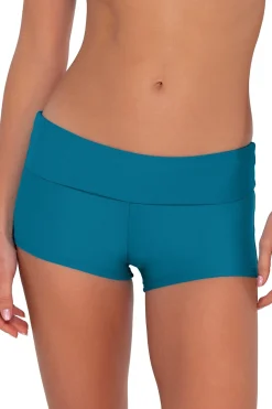 Plus Size|High-Waist<Sunsets Avalon Teal Kinsley Swim Short