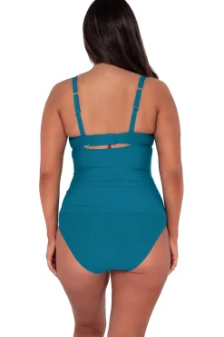 Plus Size|Underwire<Sunsets Avalon Teal Serena Tankini Top