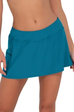 Plus Size<Sunsets Avalon Teal Sporty Swim Skirt