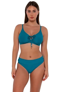 Plus Size|Bikini Bottoms<Sunsets Avalon Teal Unforgettable Bottom