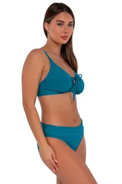 Plus Size|Bikini Bottoms<Sunsets Avalon Teal Unforgettable Bottom