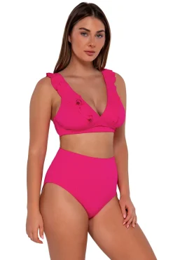 Plus Size|High-Waist<Sunsets Begonia Sandbar Rib Hannah High Waist Bottom