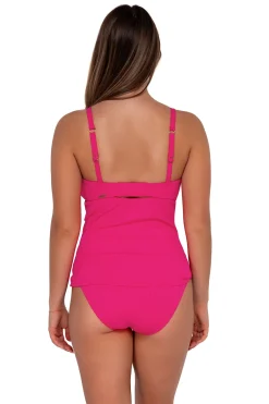 Plus Size|Underwire<Sunsets Begonia Sandbar Rib Zuri V-Wire Tankini Top