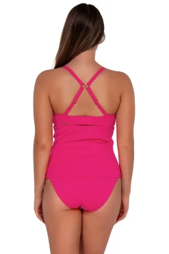 Plus Size|Underwire<Sunsets Begonia Sandbar Rib Zuri V-Wire Tankini Top