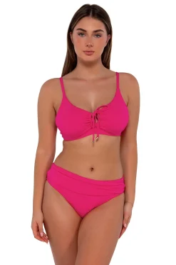 Plus Size|Bikini Bottoms<Sunsets Begonia Sandbar Rib Unforgettable Bottom