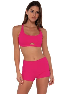 Plus Size|High-Waist<Sunsets Begonia Sandbar Rib Kinsley Swim Short