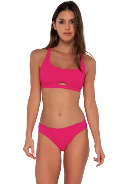 Wire-Free|Bikini Tops<Sunsets Begonia Sandbar Rib Brandi Bralette Top