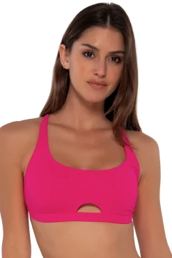 Wire-Free|Bikini Tops<Sunsets Begonia Sandbar Rib Brandi Bralette Top