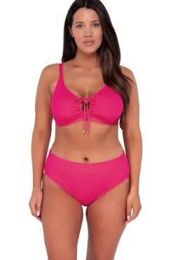 Plus Size|Underwire<Sunsets Begonia Sandbar Rib Kauai Keyhole Top