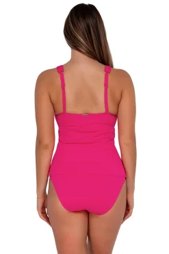 Plus Size|Underwire<Sunsets Begonia Sandbar Rib Elsie Tankini Top