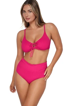 Plus Size|High-Waist<Sunsets Begonia Sandbar Rib Capri High Waist Bottom