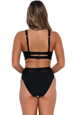 Plus Size|High-Waist<Sunsets Black Annie High Waist Bottom