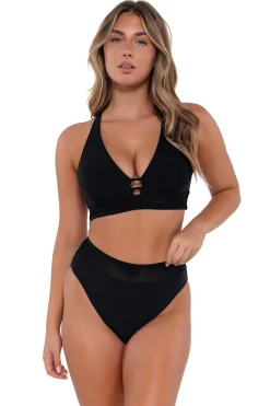 Plus Size|High-Waist<Sunsets Black Annie High Waist Bottom