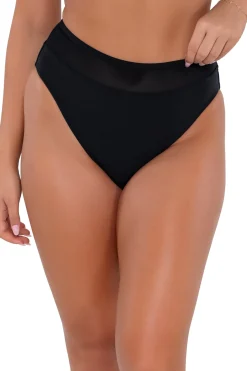 Plus Size|High-Waist<Sunsets Black Annie High Waist Bottom