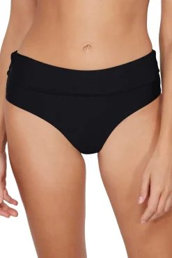 Plus Size|High-Waist<Sunsets Black Capri High Waist Bottom