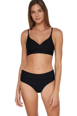 Plus Size|High-Waist<Sunsets Black Capri High Waist Bottom