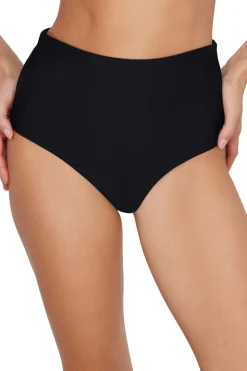 Plus Size|High-Waist<Sunsets Black Capri High Waist Bottom
