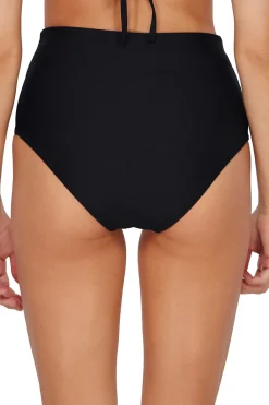 Plus Size|High-Waist<Sunsets Black Capri High Waist Bottom