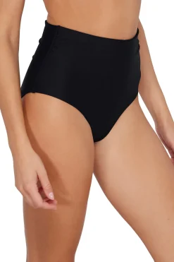 Plus Size|High-Waist<Sunsets Black Capri High Waist Bottom