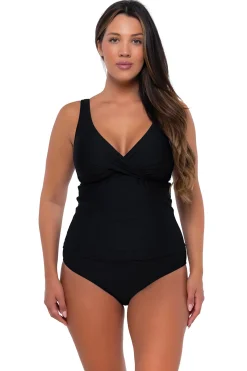 Plus Size|Bra-Sized<Sunsets Black Elsie Tankini Top