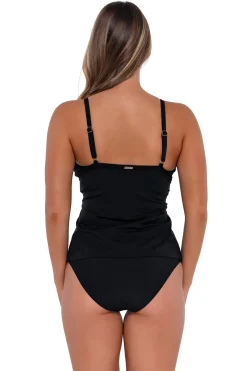 Plus Size|Underwire<Sunsets Black Forever Tankini Top