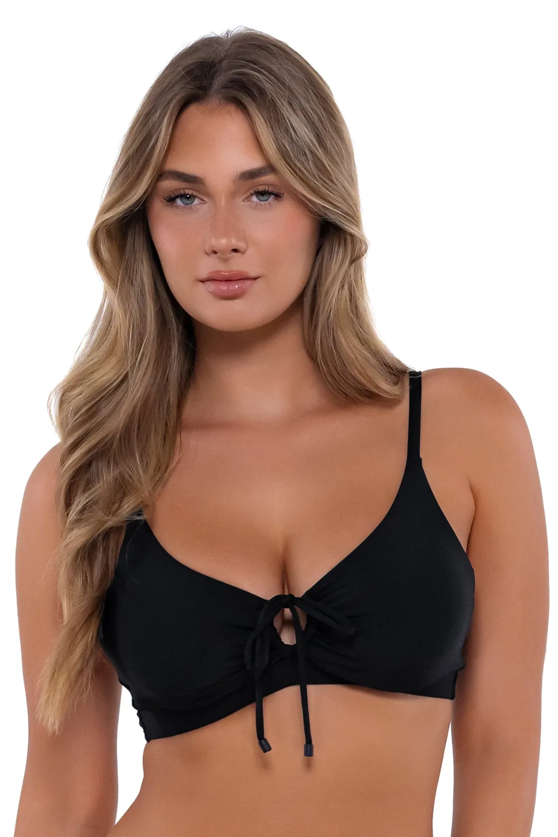 Plus Size|Bra-Sized<Sunsets Black Kauai Keyhole Top