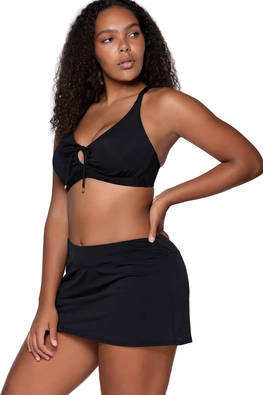 Plus Size|Bra-Sized<Sunsets Black Kauai Keyhole Top