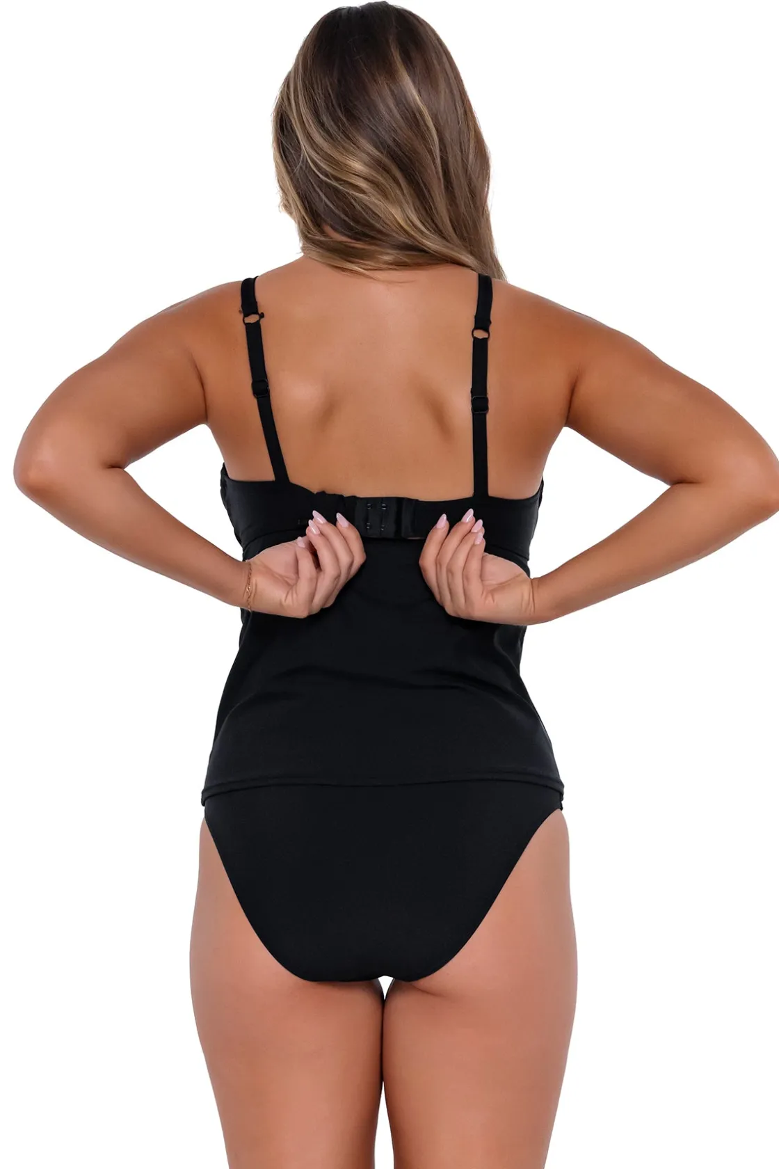 Plus Size|Bra-Sized<Sunsets Black Maeve Tankini Top