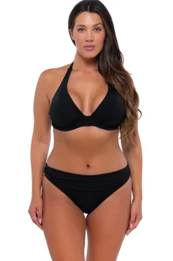 Plus Size|Underwire<Sunsets Black Muse Halter Top