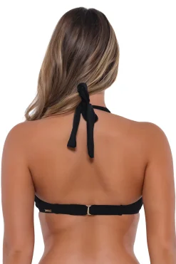 Plus Size|Underwire<Sunsets Black Muse Halter Top