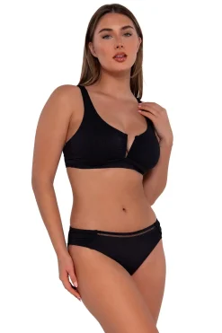 Low-Rise|Bikini Bottoms<Sunsets Black Seagrass Texture Audra Hipster Bottom