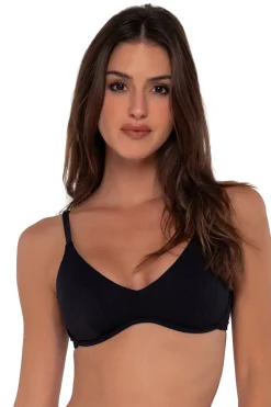 Underwire|Bikini Tops<Sunsets Black Seagrass Texture Brooke U-Wire Top